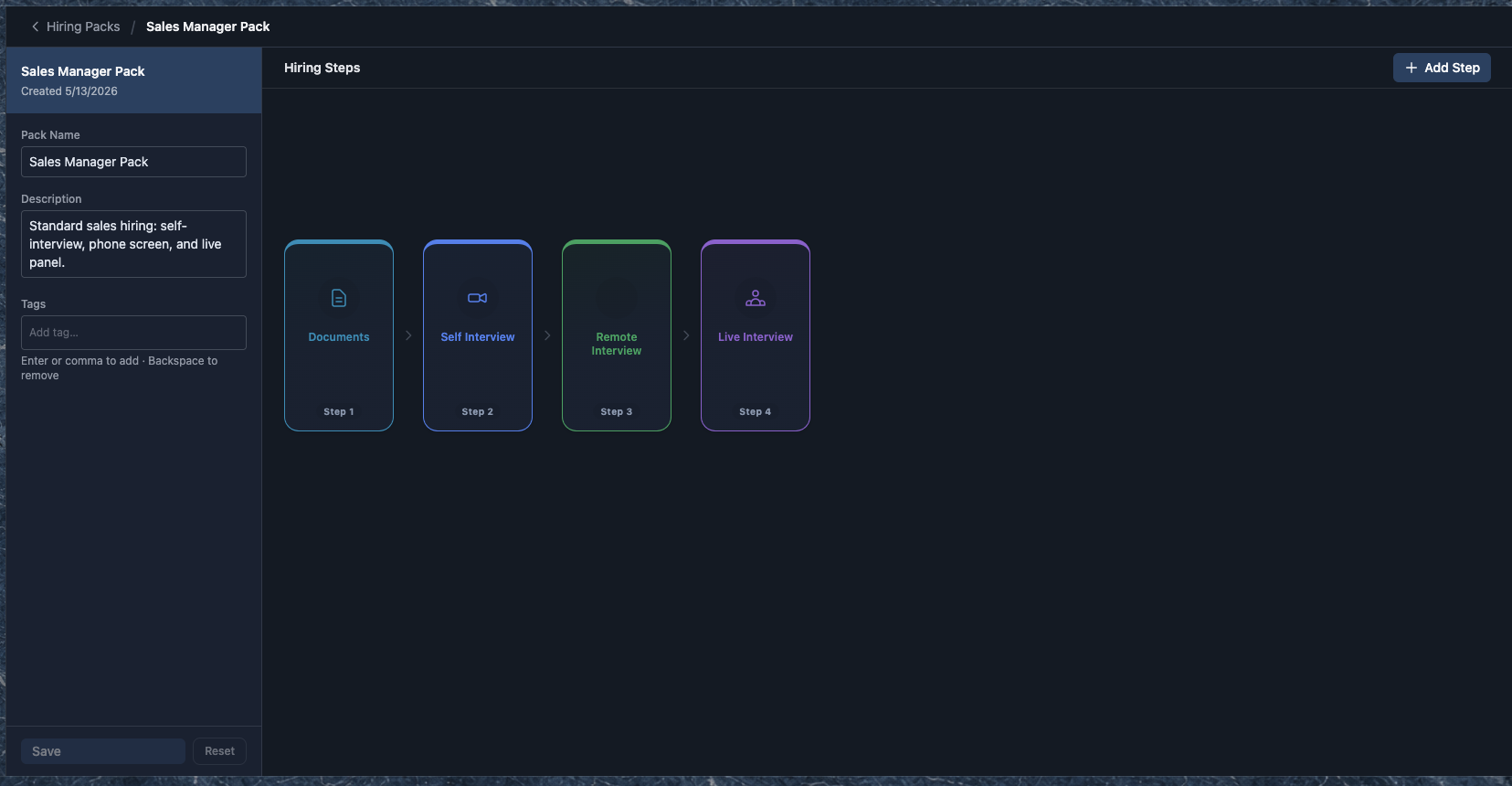 Hiring Pack workflow builder
